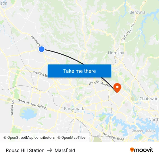 Rouse Hill Station to Marsfield map