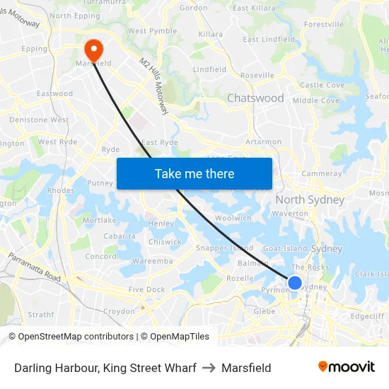 Darling Harbour, King Street Wharf to Marsfield map