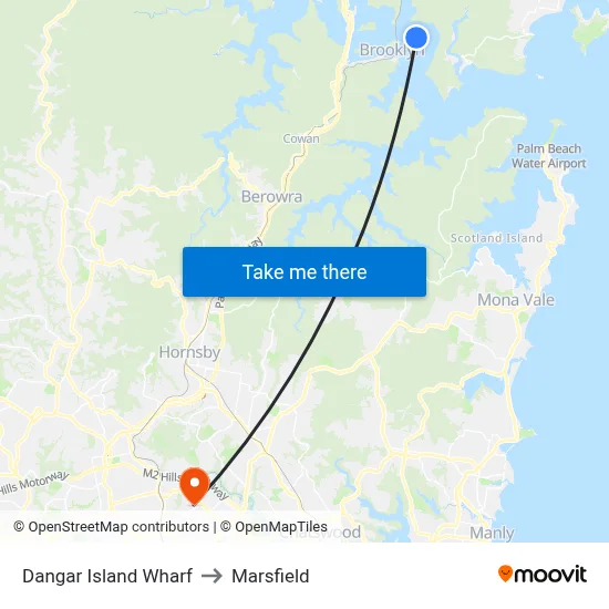 Dangar Island Wharf to Marsfield map