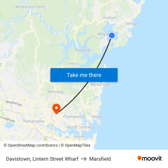 Davistown, Lintern Street Wharf to Marsfield map