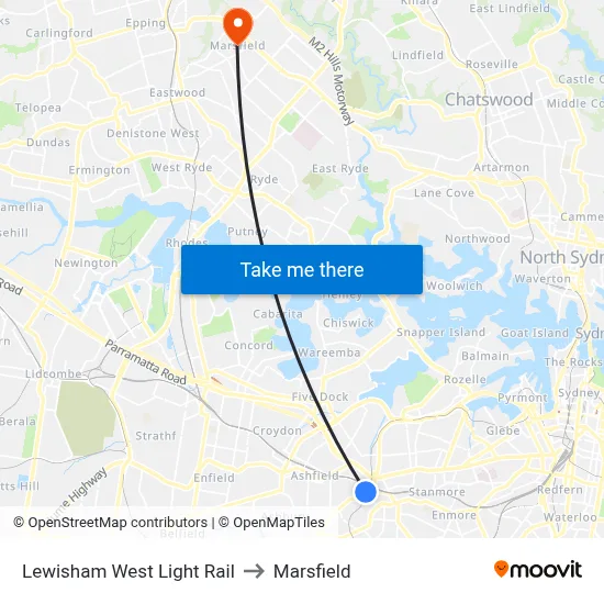 Lewisham West Light Rail to Marsfield map