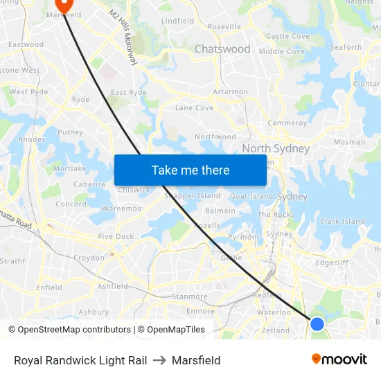 Royal Randwick Light Rail to Marsfield map