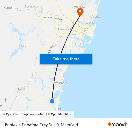 Burdekin Dr before Grey St to Marsfield map