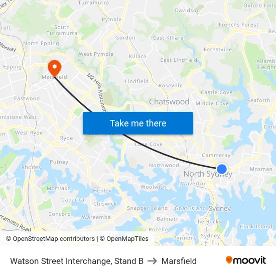 Watson Street Interchange, Stand B to Marsfield map