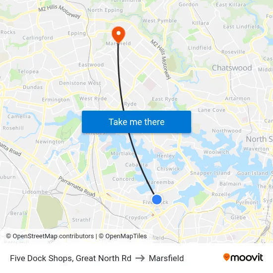 Five Dock Shops, Great North Rd to Marsfield map