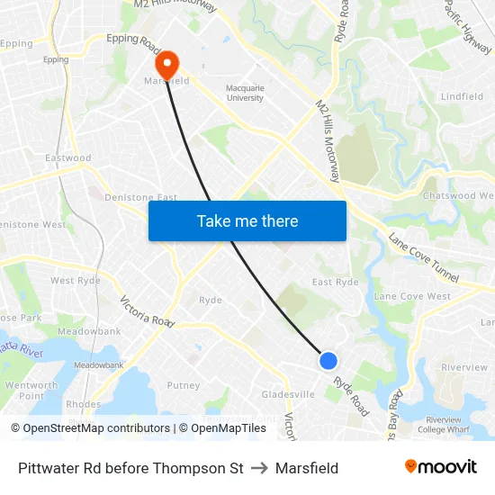 Pittwater Rd before Thompson St to Marsfield map
