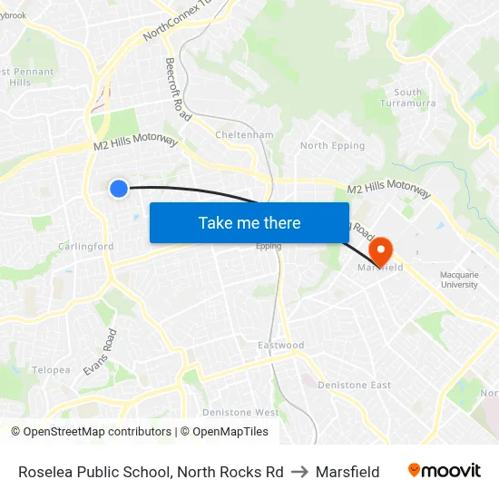 Roselea Public School, North Rocks Rd to Marsfield map