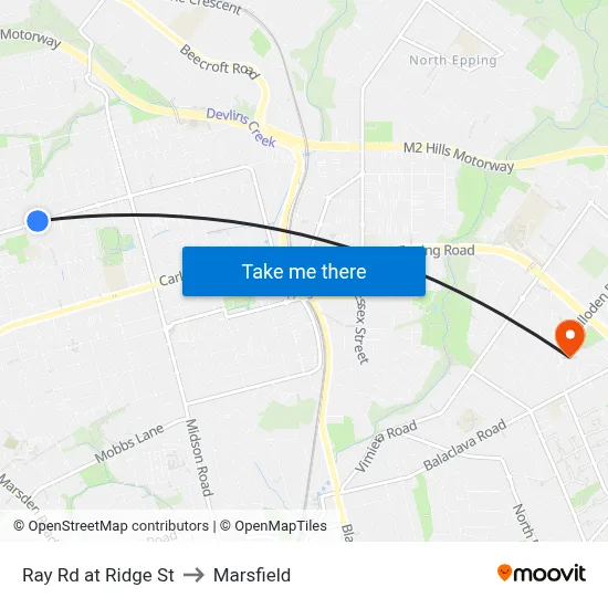 Ray Rd at Ridge St to Marsfield map