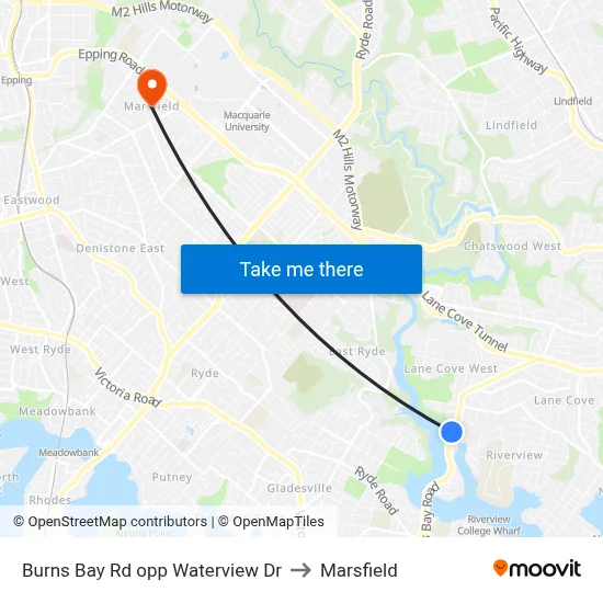 Burns Bay Rd opp Waterview Dr to Marsfield map