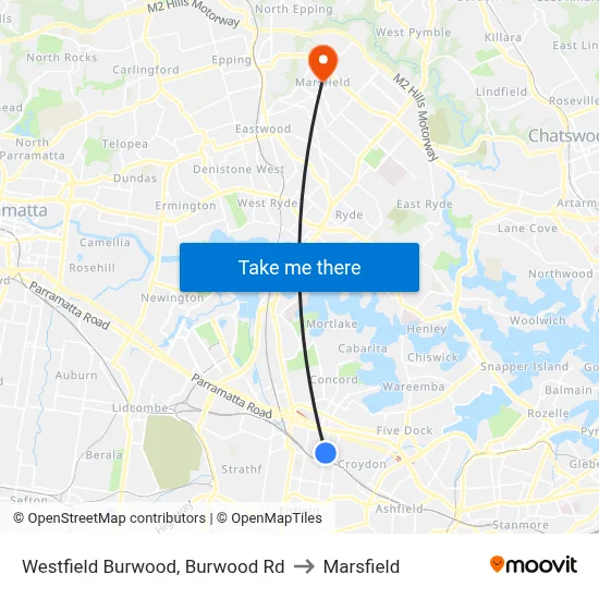 Westfield Burwood, Burwood Rd to Marsfield map