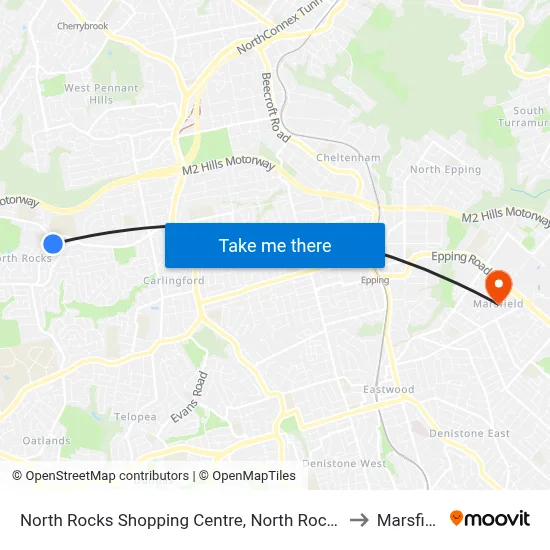 North Rocks Shopping Centre, North Rocks Rd to Marsfield map