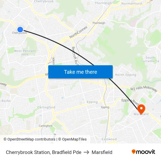 Cherrybrook Station, Bradfield Pde to Marsfield map