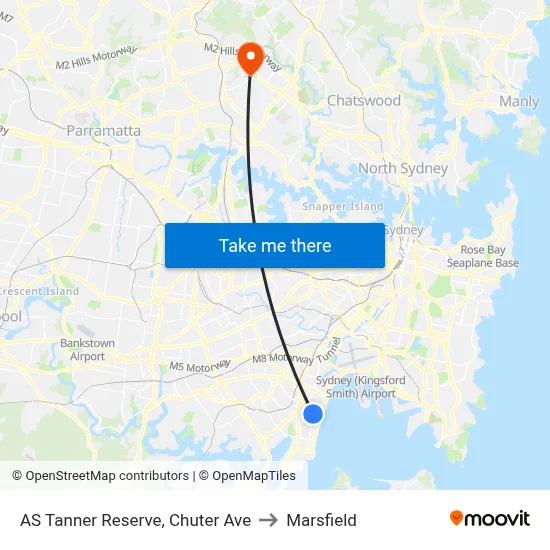 AS Tanner Reserve, Chuter Ave to Marsfield map