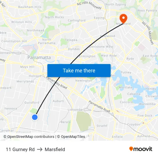 11 Gurney Rd to Marsfield map