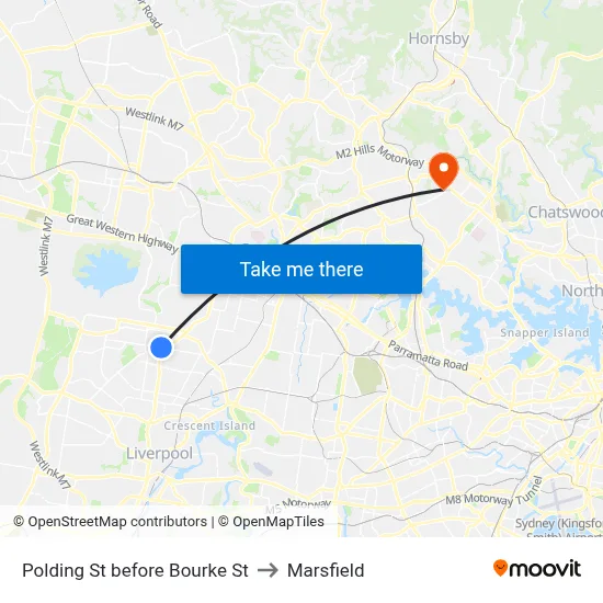 Polding St before Bourke St to Marsfield map