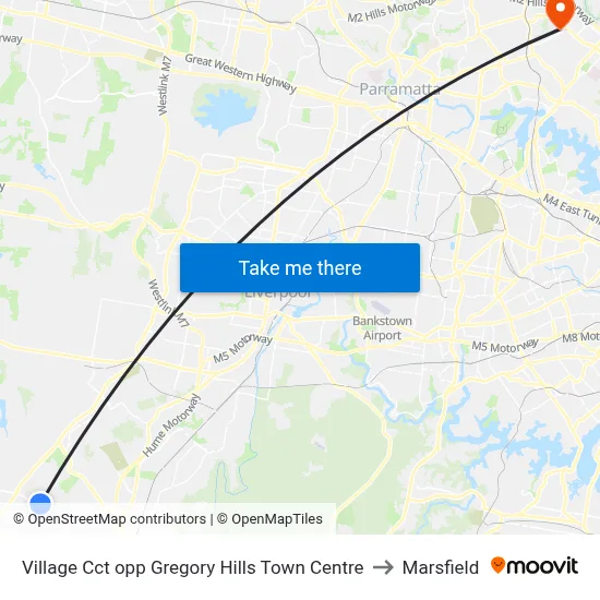 Village Cct opp Gregory Hills Town Centre to Marsfield map