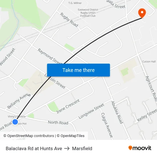 Balaclava Rd at Hunts Ave to Marsfield map