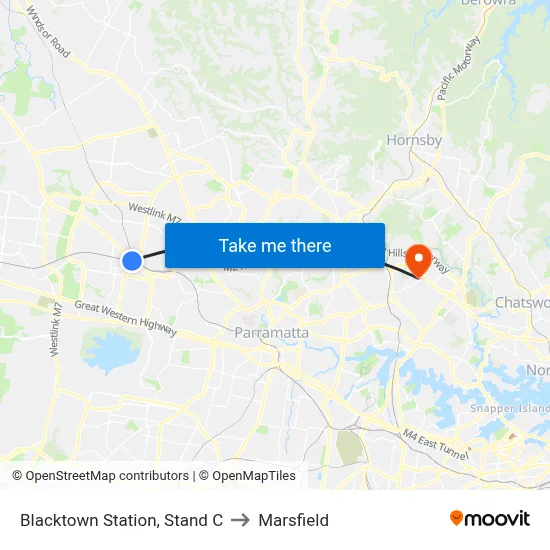 Blacktown Station, Stand C to Marsfield map