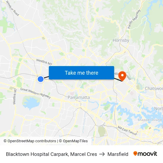Blacktown Hospital Carpark, Marcel Cres to Marsfield map