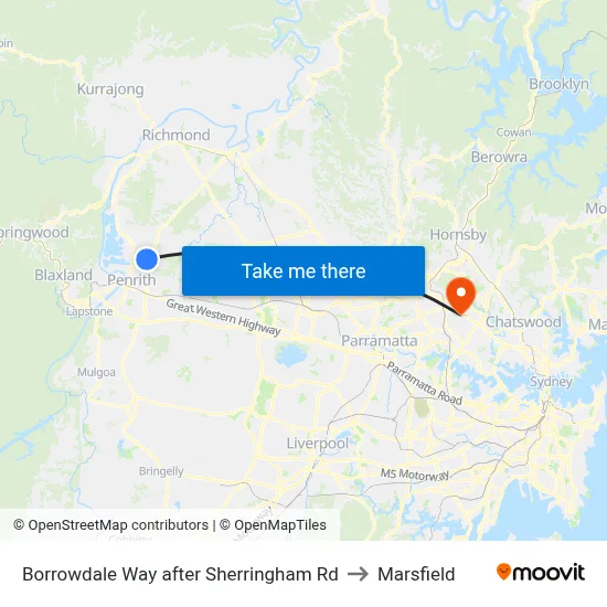 Borrowdale Way after Sherringham Rd to Marsfield map