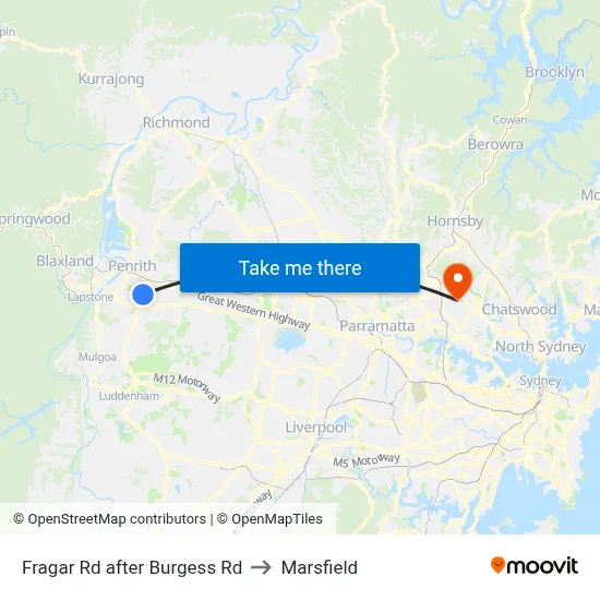 Fragar Rd after Burgess Rd to Marsfield map