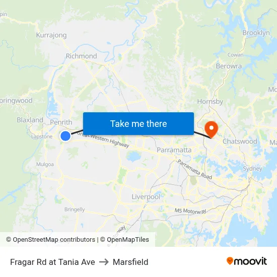 Fragar Rd at Tania Ave to Marsfield map