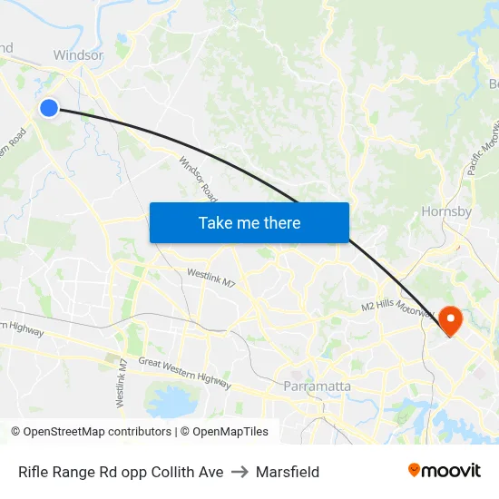 Rifle Range Rd opp Collith Ave to Marsfield map