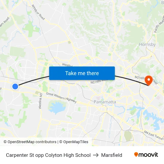 Carpenter St opp Colyton High School to Marsfield map
