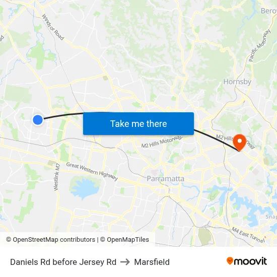 Daniels Rd before Jersey Rd to Marsfield map