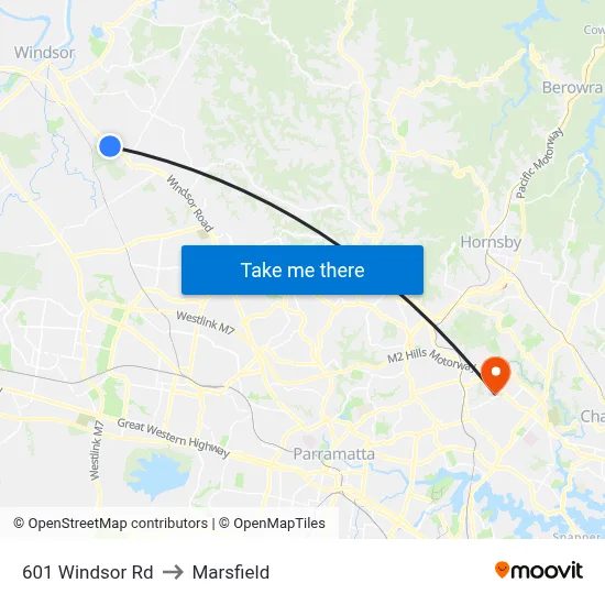 601 Windsor Rd to Marsfield map