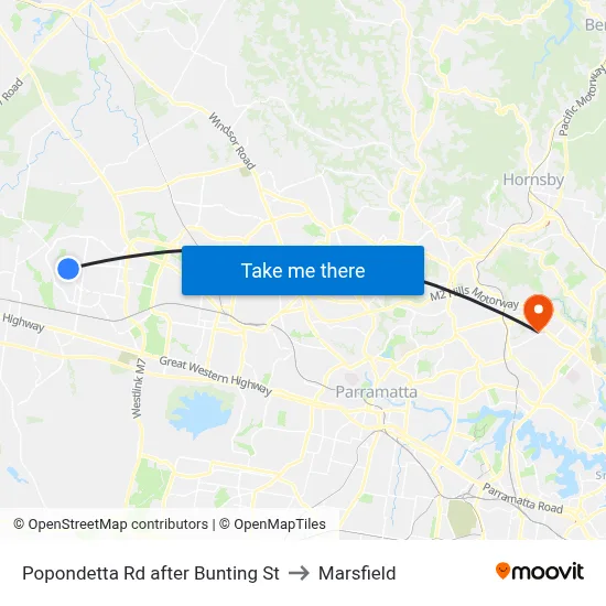 Popondetta Rd after Bunting St to Marsfield map
