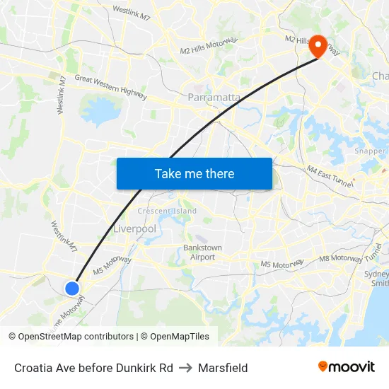 Croatia Ave before Dunkirk Rd to Marsfield map