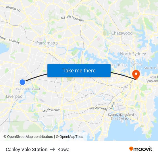 Canley Vale Station to Kawa map