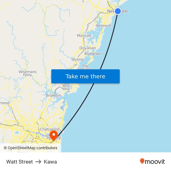 Watt Street to Kawa map