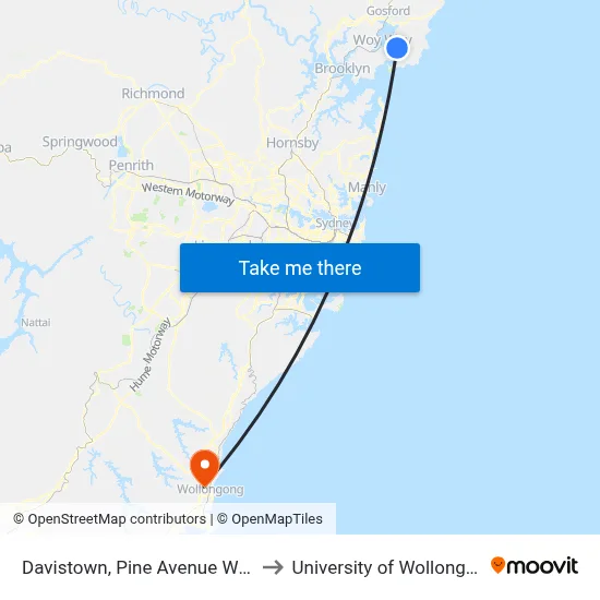 Davistown, Pine Avenue Wharf to University of Wollongong map