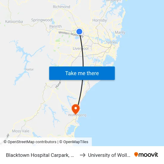 Blacktown Hospital Carpark, Marcel Cres to University of Wollongong map