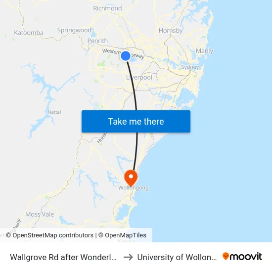 Wallgrove Rd after Wonderland Dr to University of Wollongong map