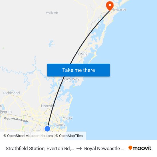 Strathfield Station, Everton Rd, Stand B to Royal Newcastle Centre map