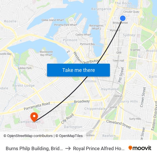 Burns Philp Building, Bridge St to Royal Prince Alfred Hospital map