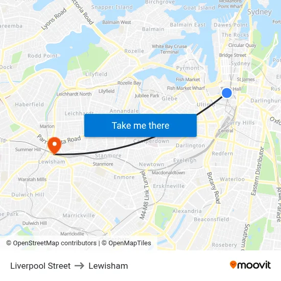 Liverpool Street to Lewisham map