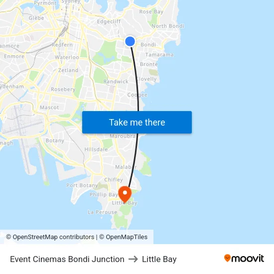 Event Cinemas Bondi Junction to Little Bay map
