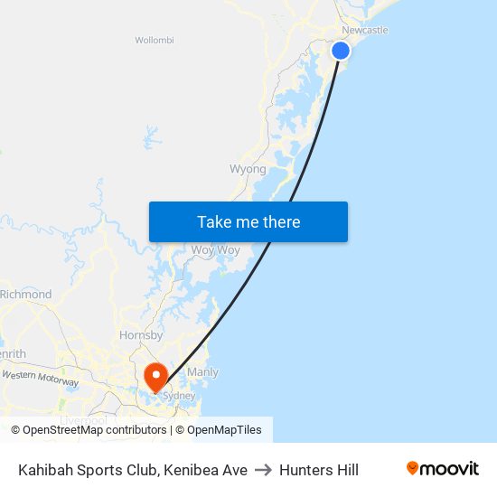 Kahibah Sports Club, Kenibea Ave to Hunters Hill map