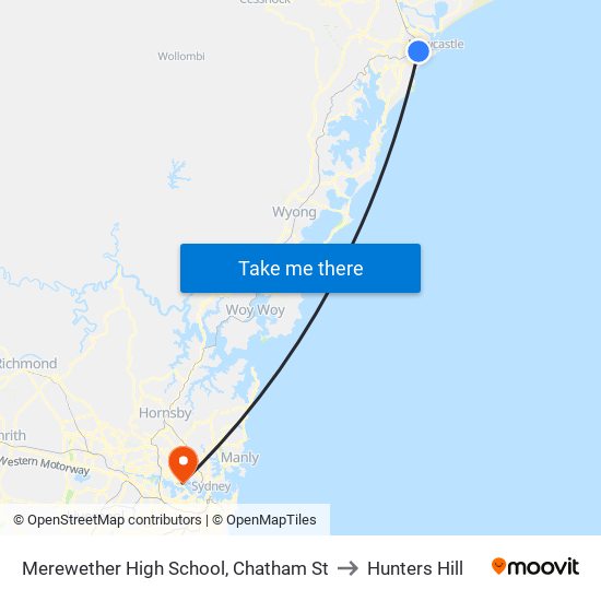 Merewether High School, Chatham St to Hunters Hill map