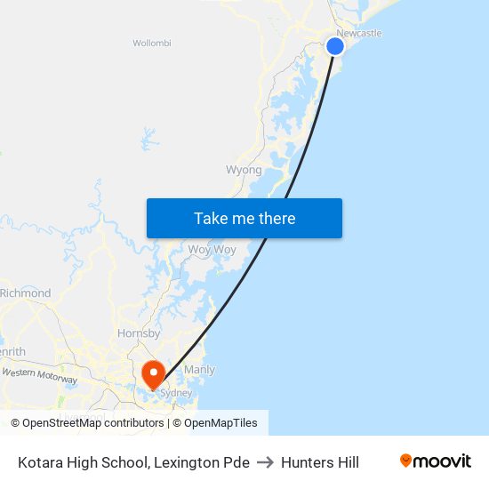 Kotara High School, Lexington Pde to Hunters Hill map