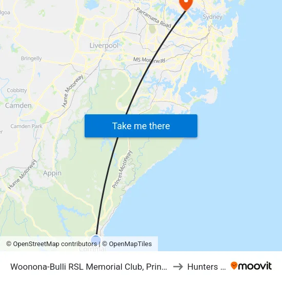 Woonona-Bulli RSL Memorial Club, Princes Hwy to Hunters Hill map