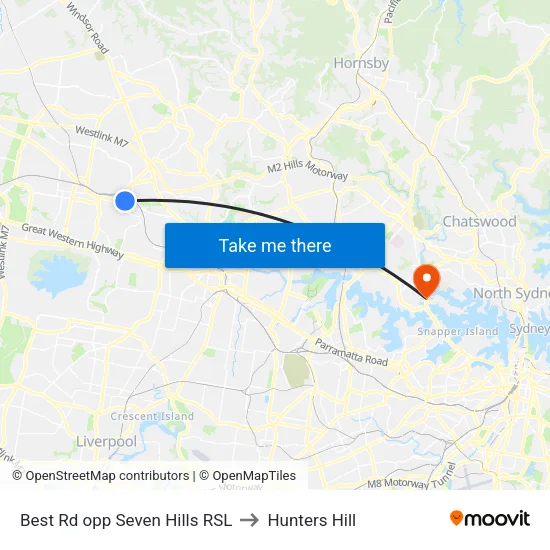Best Rd opp Seven Hills RSL to Hunters Hill map