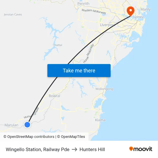 Wingello Station, Railway Pde to Hunters Hill map