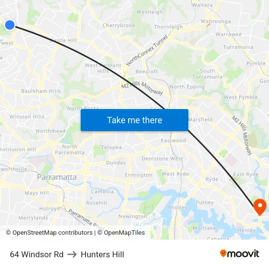 64 Windsor Rd to Hunters Hill map