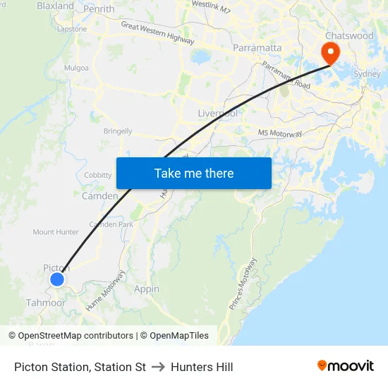 Picton Station, Station St to Hunters Hill map