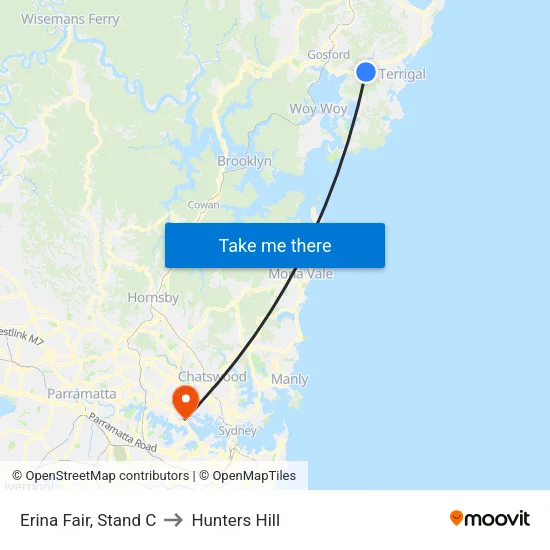 Erina Fair, Stand C to Hunters Hill map
